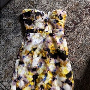 J. Crew Yellow and Black Strapless Bodycon Dress